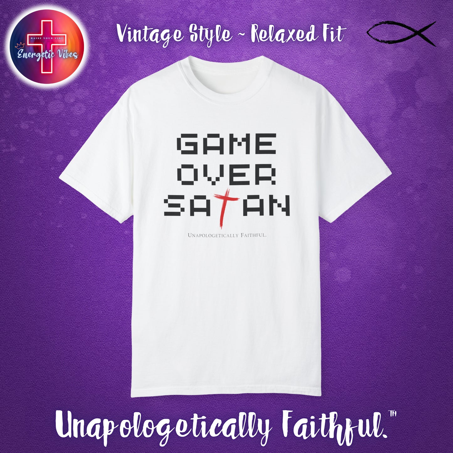Game Over Satan Unisex Christian T-Shirt | Vintage Style Relaxed Tee