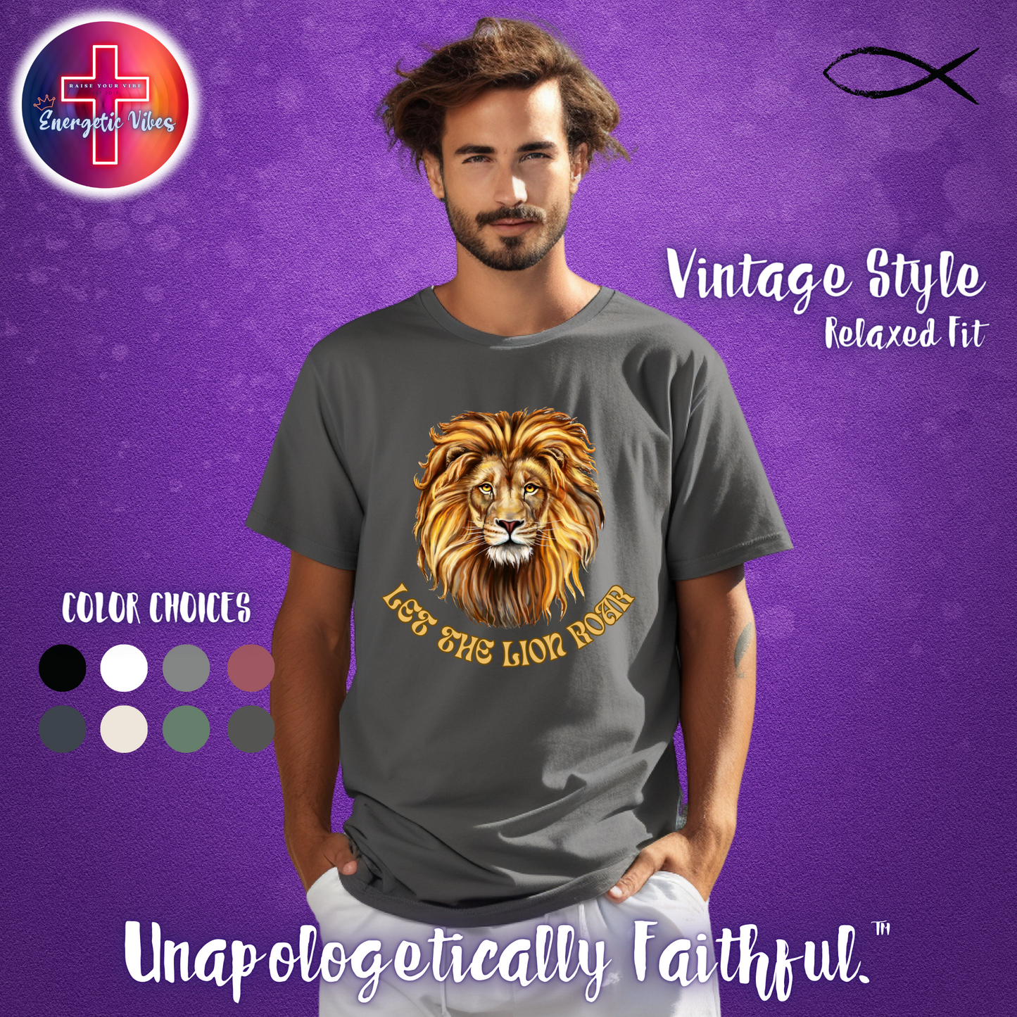 Let The Lion Roar ~ Golden Unisex Christian T-Shirt | Vintage Style Relaxed Tee