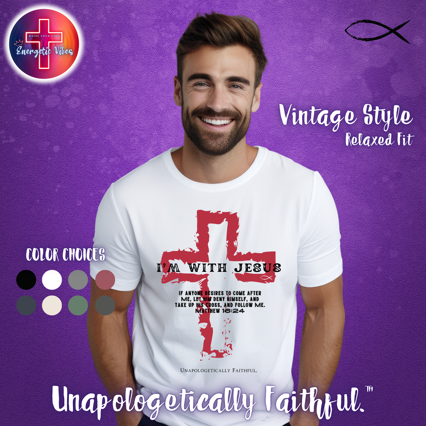 I'm With Jesus Unisex Christian T-Shirt | Vintage Style Relaxed Tee