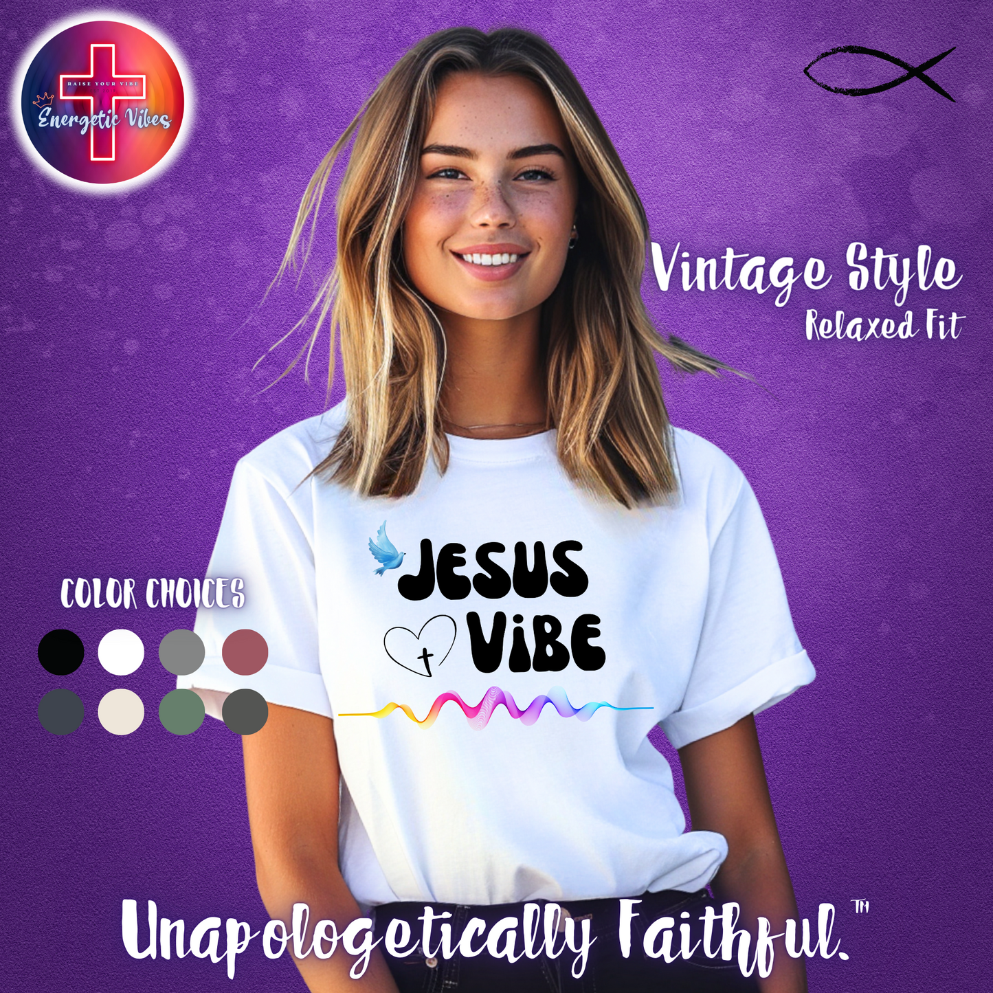 Jesus Vibe Unisex Christian T-Shirt | Vintage Style Relaxed Tee