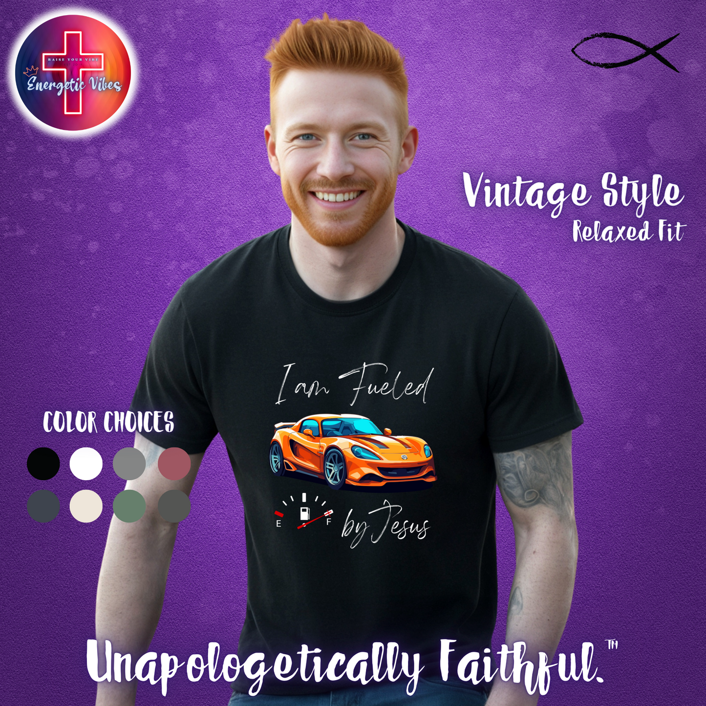 I Am Fueled By Jesus Unisex Christian T-Shirt | Vintage Style Relaxed Tee