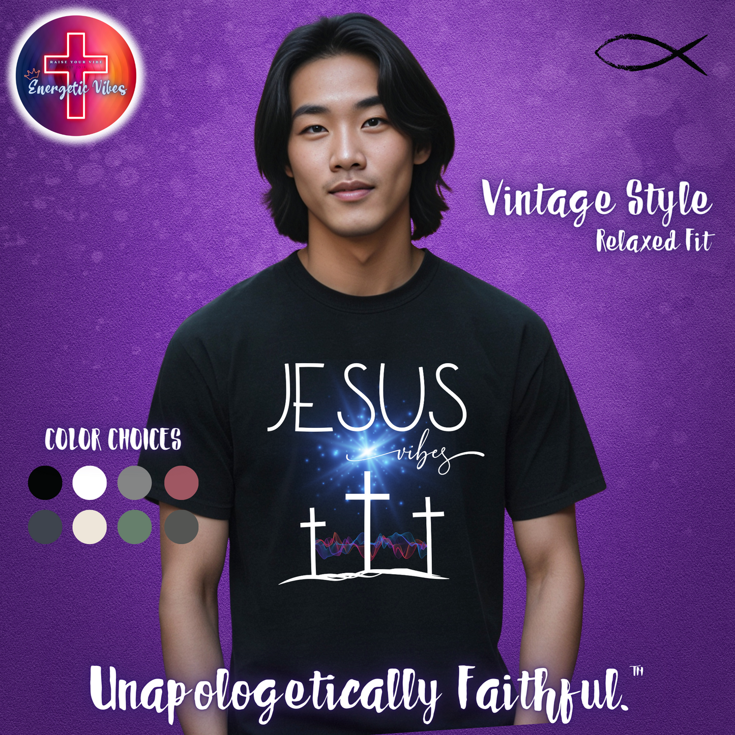 Jesus Vibes Unisex Christian T-Shirt | Vintage Style Relaxed Tee
