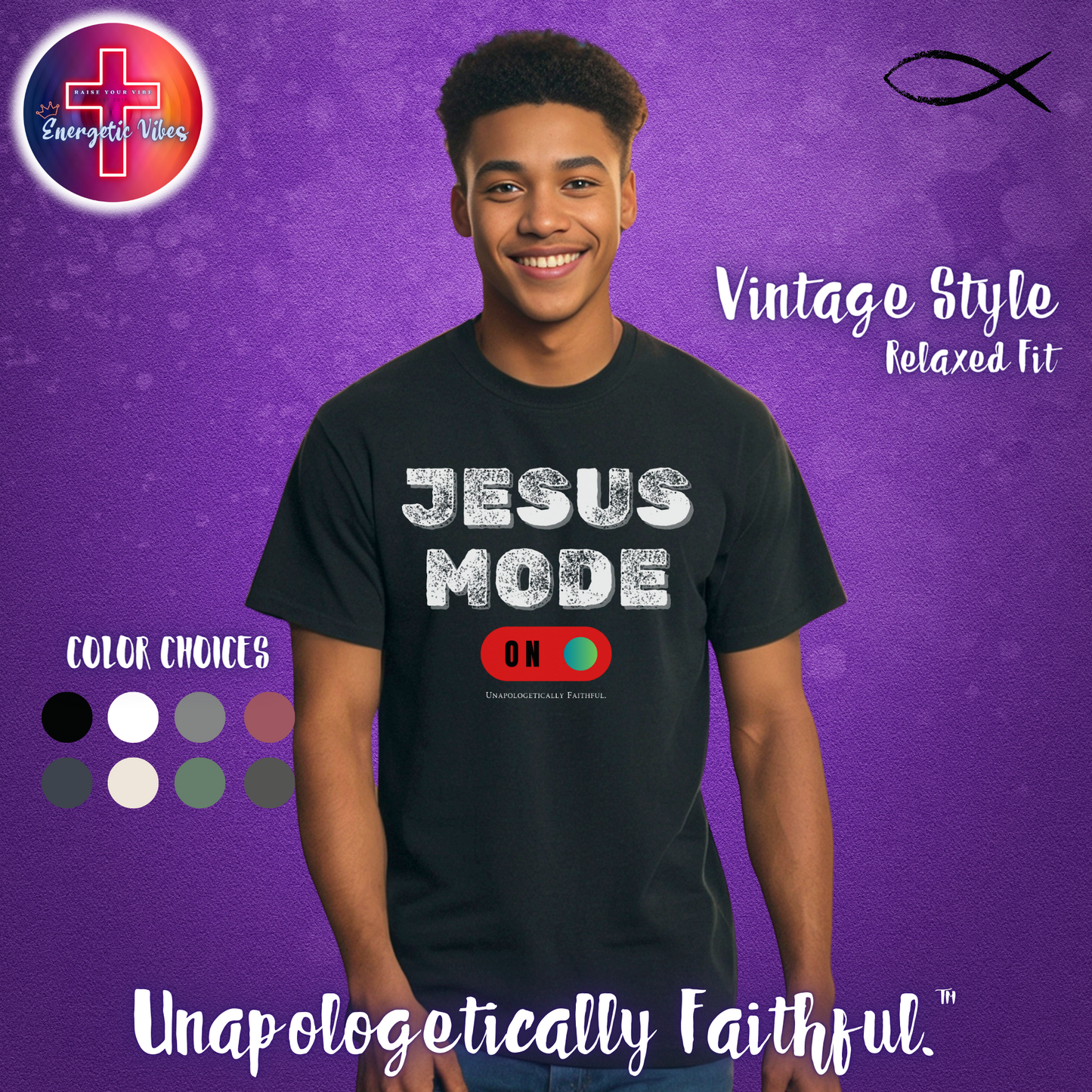Jesus Mode ON Unisex Christian T-Shirt | Vintage Style Relaxed Tee