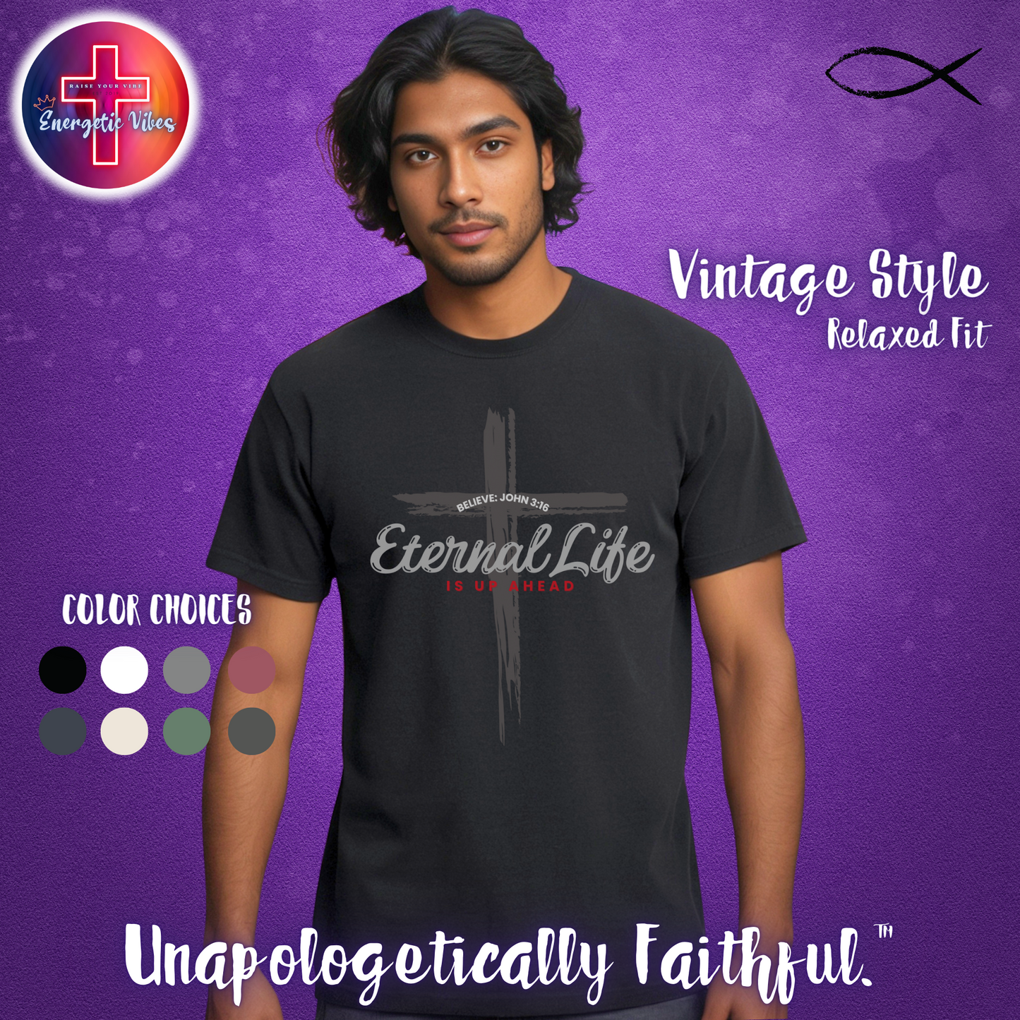 John 3:16 Eternal Life Is Up Ahead Unisex Christian T-Shirt | Vintage Style Relaxed Tee