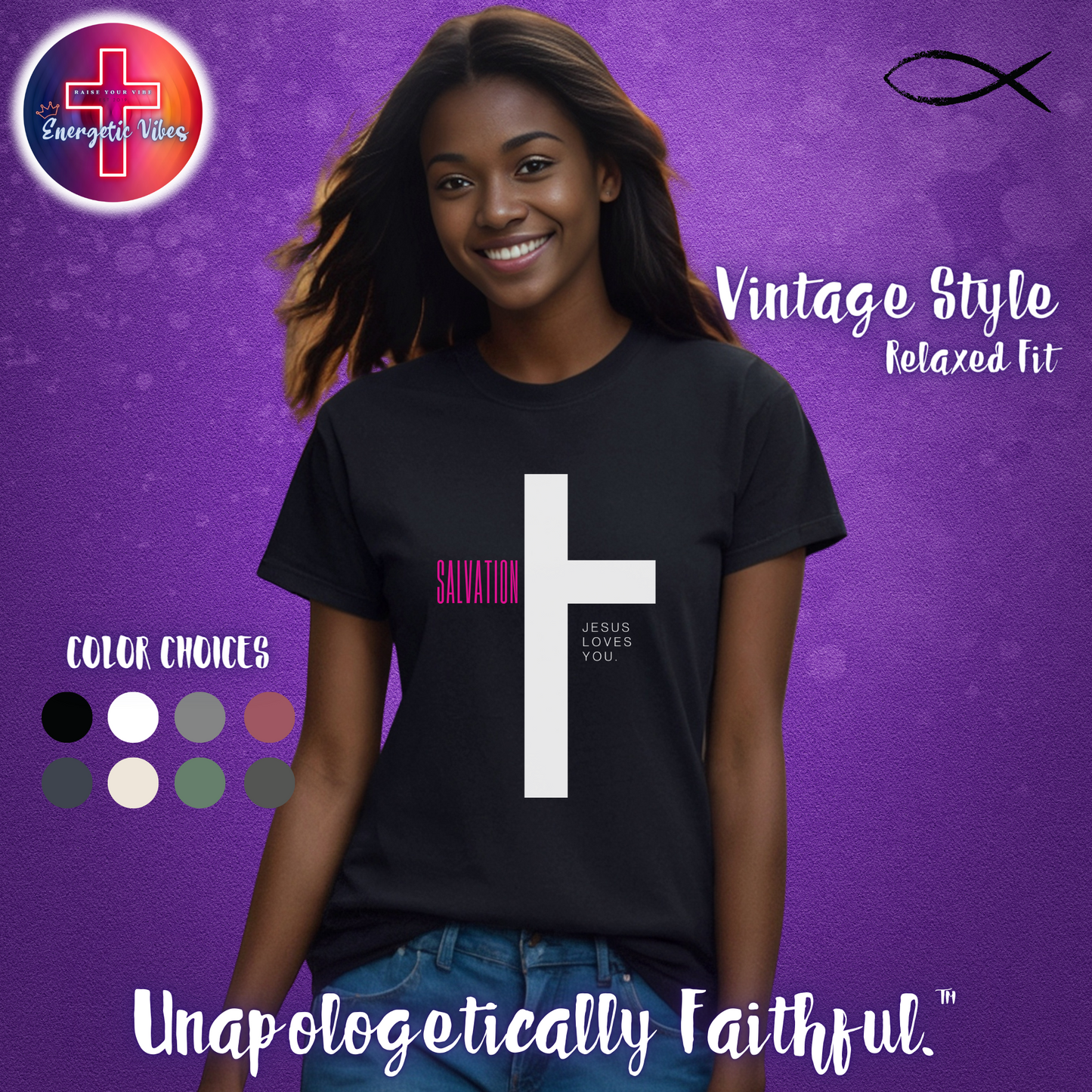 Salvation ~ Jesus Loves You Unisex Christian T-Shirt | Vintage Style Relaxed Tee