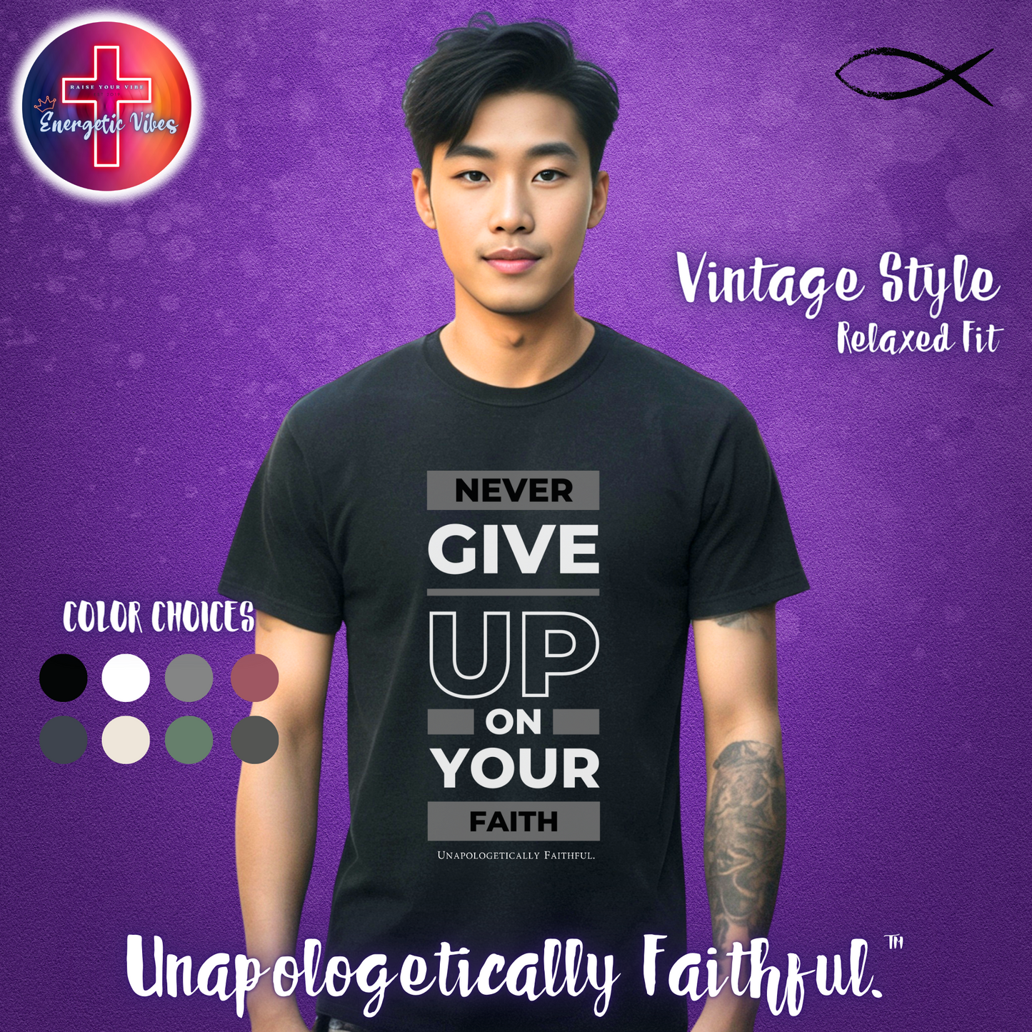 Never Give Up On Your Faith Unisex Christian T-Shirt | Vintage Style Relaxed Tee