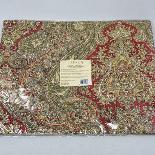 Lauren Ralph Lauren Set of 4 Placemats Fenton Paisley Rust 14"x19" Cotton NWT